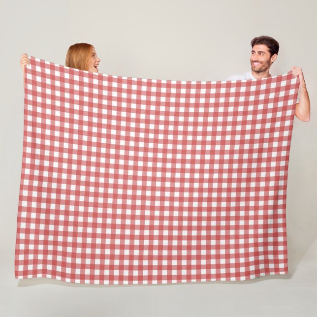 Klassisches Rot-Weiß-Gingham-Picknick Fleecedecke (Beispiel)