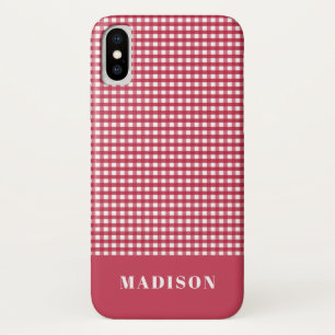 Klassisches Rot-Weiß-Gingham-Schachbrett-Muster Case-Mate iPhone Hülle