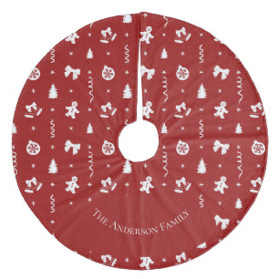 Klassisches Rot-Weiß- Ingwerbrot-Weihnachten Fleece Weihnachtsbaumdecke