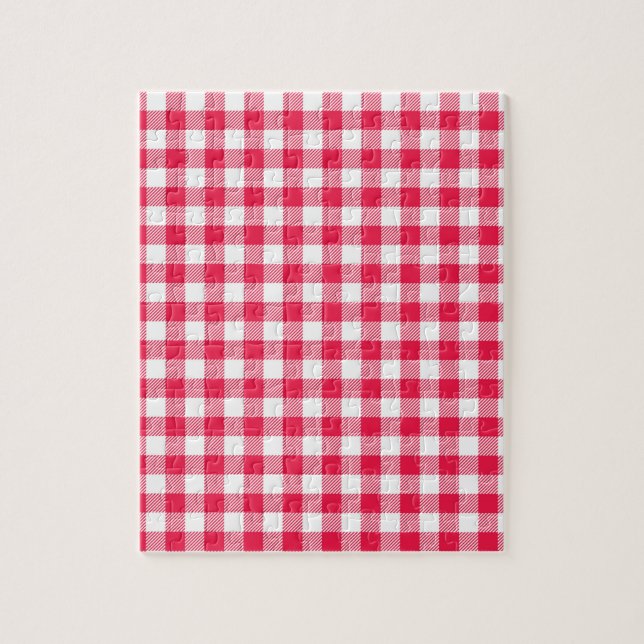 Klassisches rot-weißes Gingham-Muster Rustikal (Vertikal)