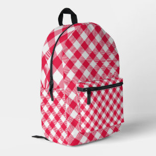 Klassisches rot-weißes Gingham-Muster Rustikal Bedruckter Rucksack