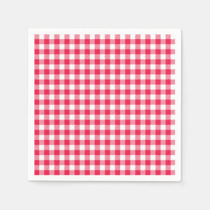 Klassisches rot-weißes Gingham-Muster Rustikal Serviette