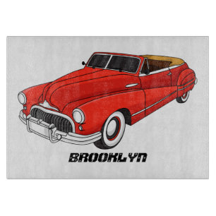 Klassisches rotes Automobil von 1948 Schneidebrett