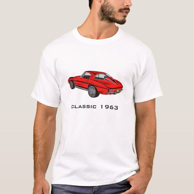Klassisches rotes Corvette T-Shirt von 1963 (Vorderseite)