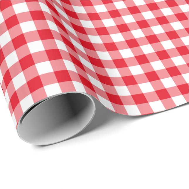 Klassisches rotes Gingham-Geschenkpapier Geschenkpapier (Rolleneckpunkt)