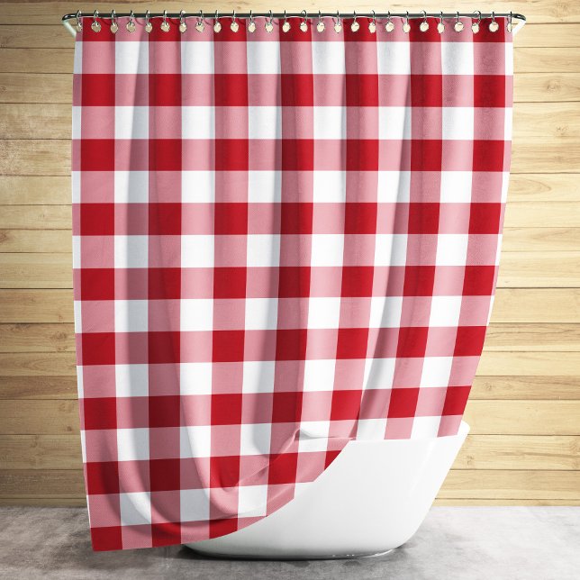 Klassisches rotes Gingham-Karo Duschvorhang (Red And White Checkered Gingham Pattern Design Shower Curtain)