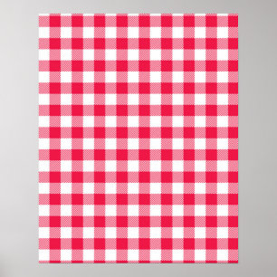 Klassisches rotes Gingham-Landmuster Poster
