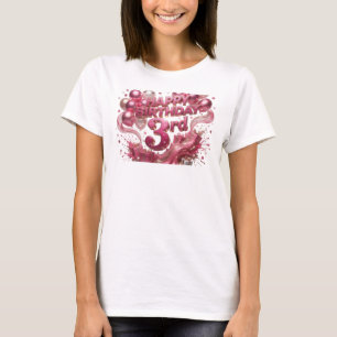 Klassisches rotes HAPPY BIRTHDAY 3RD 3D-Textdesign T-Shirt