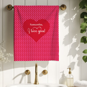 Klassisches rotes Herz-Liebesgeschenk Valentinstag Badhandtuch Set