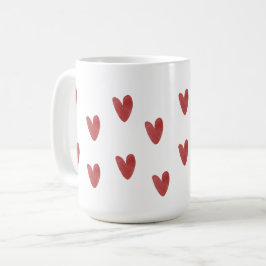 Klassisches rotes Herz Muster Weiß Kaffeetasse