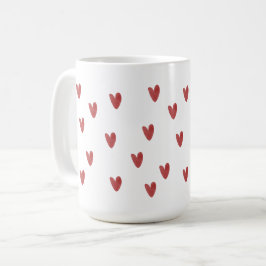 Klassisches rotes Herzmuster Weiß Kaffeetasse