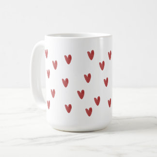 Klassisches rotes Herzmuster Weiß Kaffeetasse