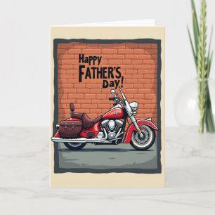 Klassisches rotes Motorrad Vatertagskarte Karte