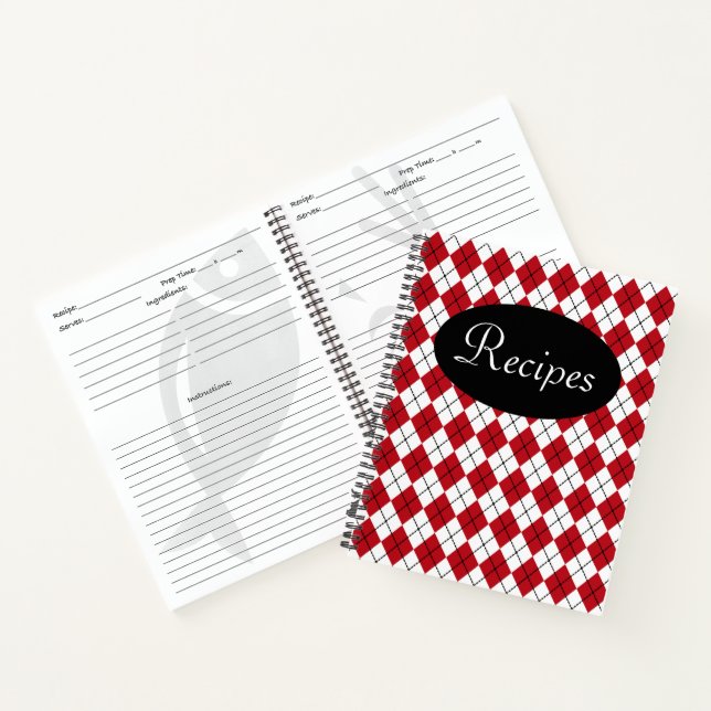 Klassisches rotes Rezeptbuch Notizbuch (Innenseite)