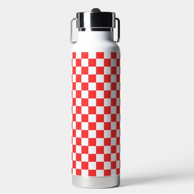 Klassisches rotes Schachbrett Trinkflasche (Vorderseite)