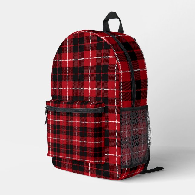 Klassisches Rotes Schwarzes Kariert Bedruckter Rucksack (Rückseitige Ecke Rechts)