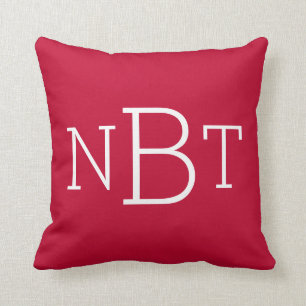 Klassisches rotes und weißes mit Monogramm Kissen