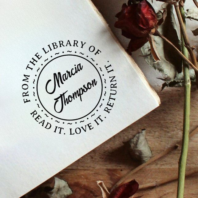 Klassisches Round Typografy Script Library-Buchzei Permastempel (Von Creator hochgeladen)