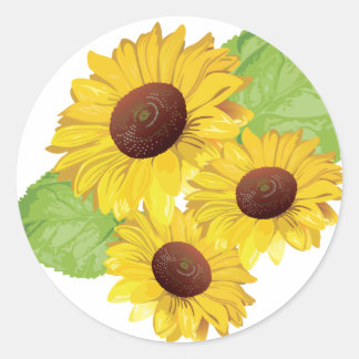 Klassisches Rundaufkleber-Sonnenblumenmotiv Runder Aufkleber