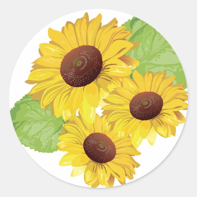 Klassisches Rundaufkleber-Sonnenblumenmotiv Runder Aufkleber (Vorderseite)