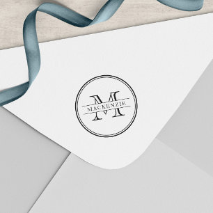 Klassisches rundumlaufendes Monogramm mit Linien Permastempel