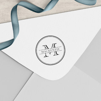 Klassisches rundumlaufendes Monogramm mit Linien Permastempel