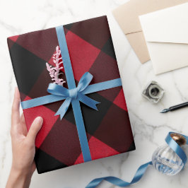Klassisches rustikales rot-schwarzes kariertes Mus Geschenkpapier