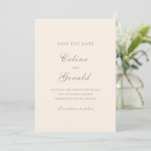 Klassisches Sandy neutrales Foto Elegante Hochzeit Save The Date