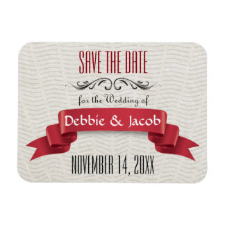 Klassisches, Save the Date rotes Banner Magnet