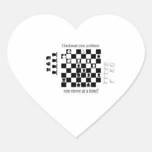 Klassisches Schach-Inspiriertes Design Herz-Aufkleber