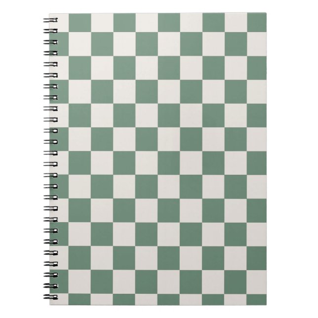 Klassisches Schachbrett aus grün und cremefarben Notizblock (Vorderseite)
