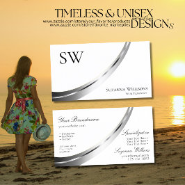 Klassisches Schlicht-weißes Silber-Dekor mit Monog Visitenkarte