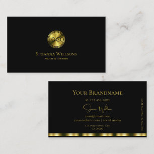 Klassisches Schlichtes Schwarz und Gold mit Logo S Visitenkarte