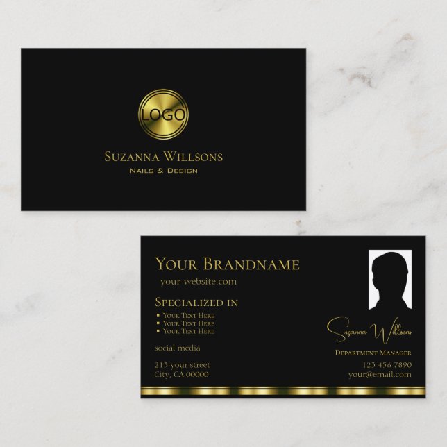 Klassisches Schlichtes Schwarzes Gold mit Logo und Visitenkarte (Vorne/Hinten)