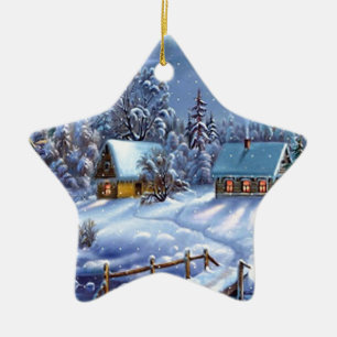 Klassisches, schönes Weihnachtsbild Keramik Ornament