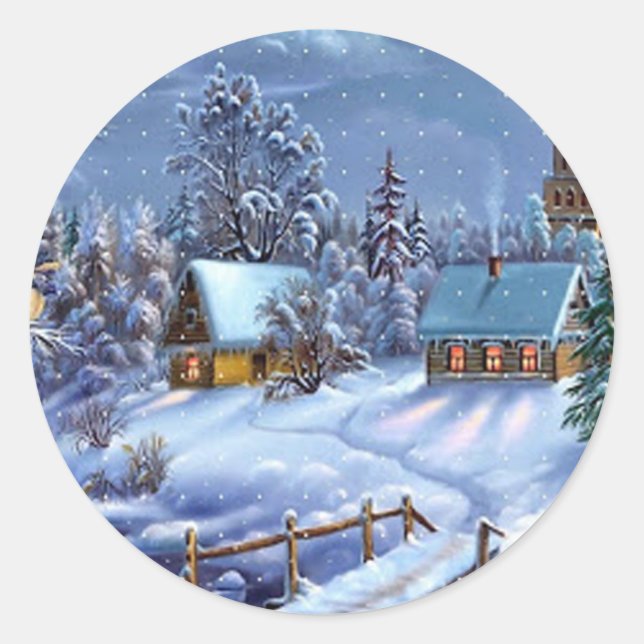 Klassisches, schönes Weihnachtsbild Runder Aufkleber (Vorderseite)