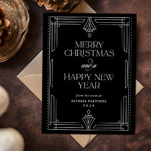Klassisches Schwarz Deco Elegantes Firmendesign Feiertagspostkarte