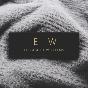 Klassisches Schwarz Gold Minimalistisches Monogram Namensschild