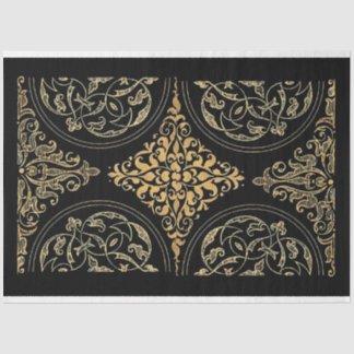 Klassisches Schwarz-Gold-Ziergewebe Seidenpapier