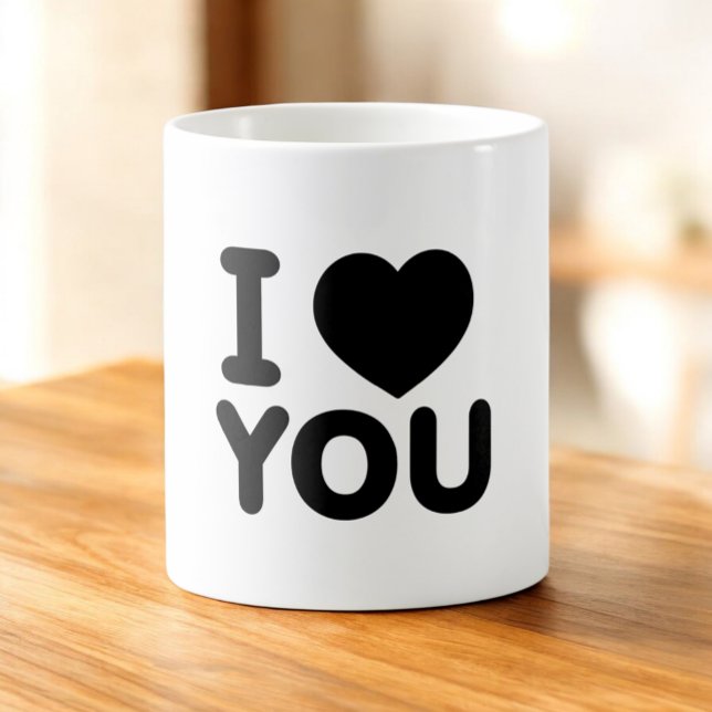 Klassisches Schwarz "I Liebe You" Herz Kaffeetasse (Von Creator hochgeladen)