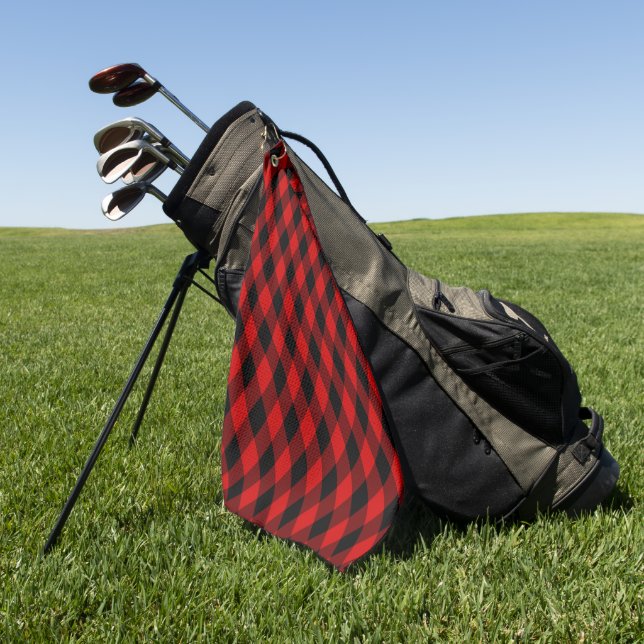 Klassisches Schwarz-Rot-Diamant-Muster Golfhandtuch (Gras)