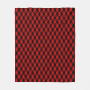 Klassisches Schwarz-Rot-Diamantmuster Fleecedecke