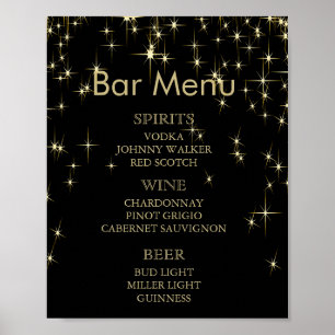 Klassisches Schwarz- und Goldlicht-Menü - Bar Poster