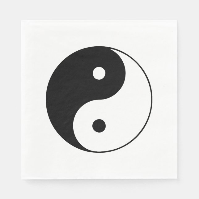 Klassisches Schwarz und Weiß Yin und Yang Serviette (Vorderseite)