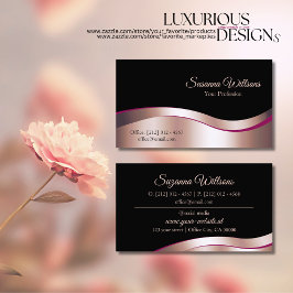 Klassisches Schwarz Wavy Rose Gold Dekor Luxuriös Visitenkarte