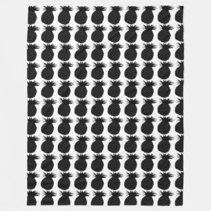 Klassisches Schwarz-Weiß-Ananas-Muster Fleecedecke