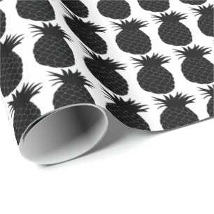 Klassisches Schwarz-Weiß-Ananas-Muster Geschenkpapier