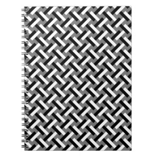 Klassisches Schwarz-Weiß-Art-Deco Herringbone-Must Notizblock