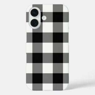 Klassisches Schwarz-Weiß-Büffel-Karo iPhone 16 Hülle