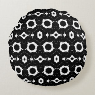 Klassisches Schwarz-Weiß-Design Rundes Kissen